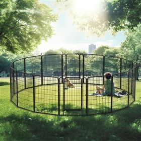 16 Pieces Of Heavy-duty Metal Pet Sports Fence (Option: Black)