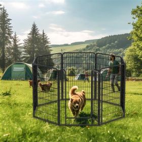 8 Pieces Of Heavy-duty Metal Game Fence (Option: Black)
